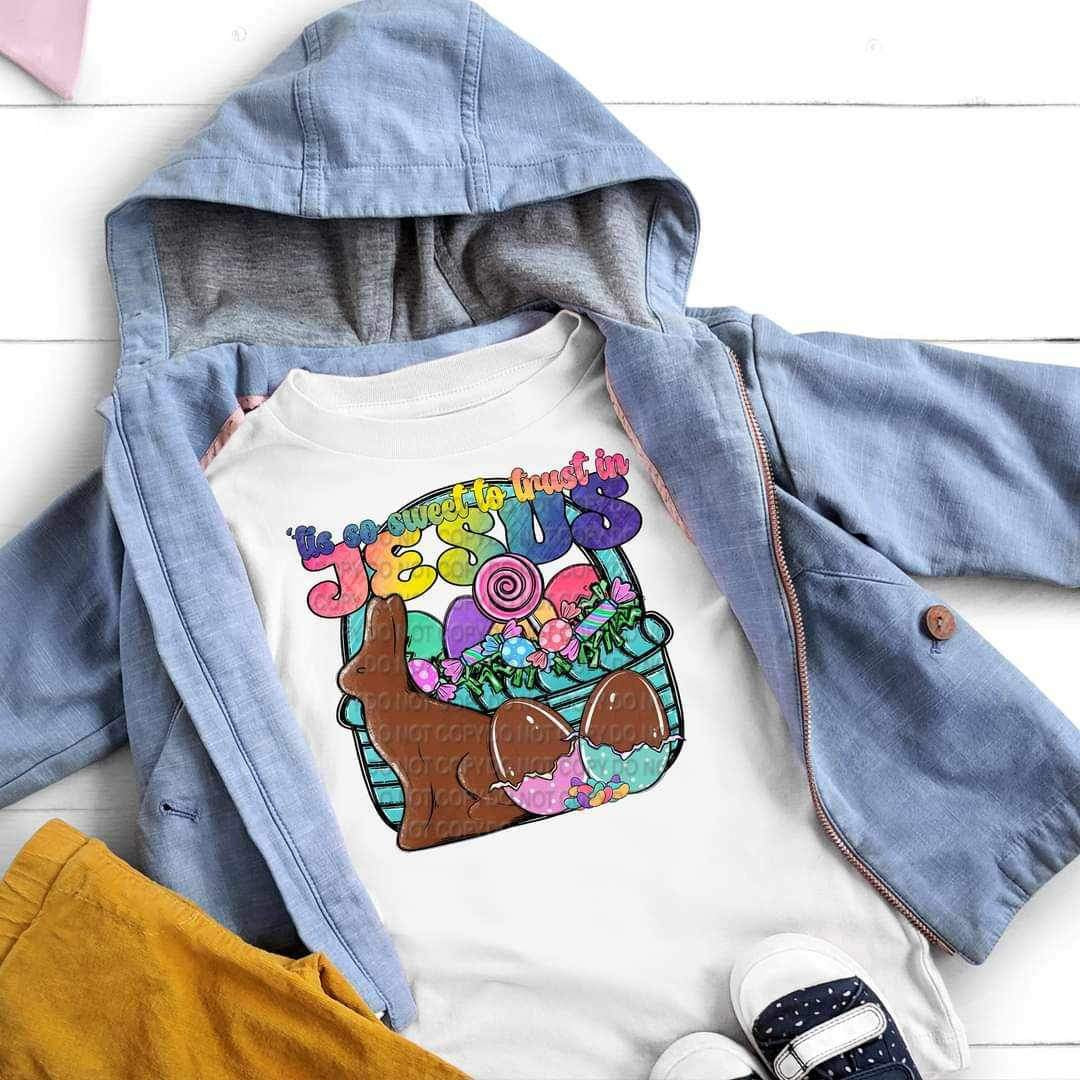 Tis so sweet to trust in jesus easter basket (CCC) 20628 DTF transfer