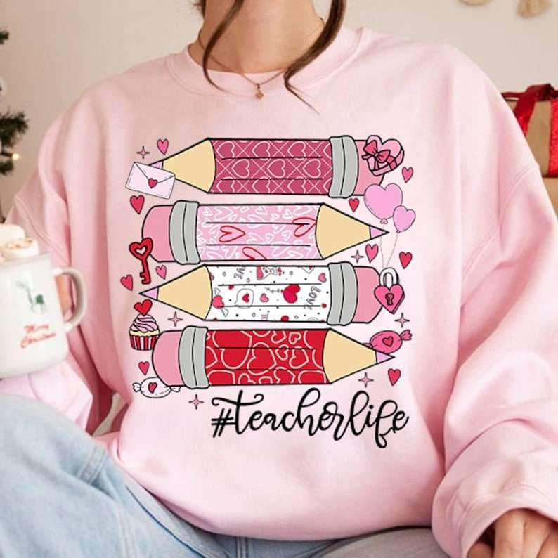 #teacherlife STACKED valentine pencils 20672 DTF transfer