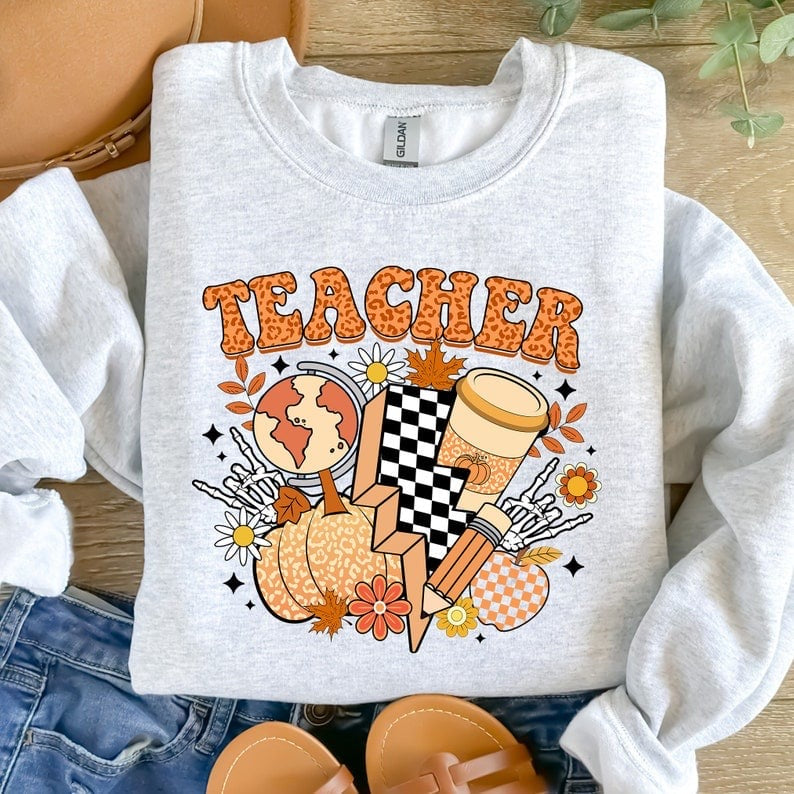 Teacher fall retro items 41894 DTF transfer
