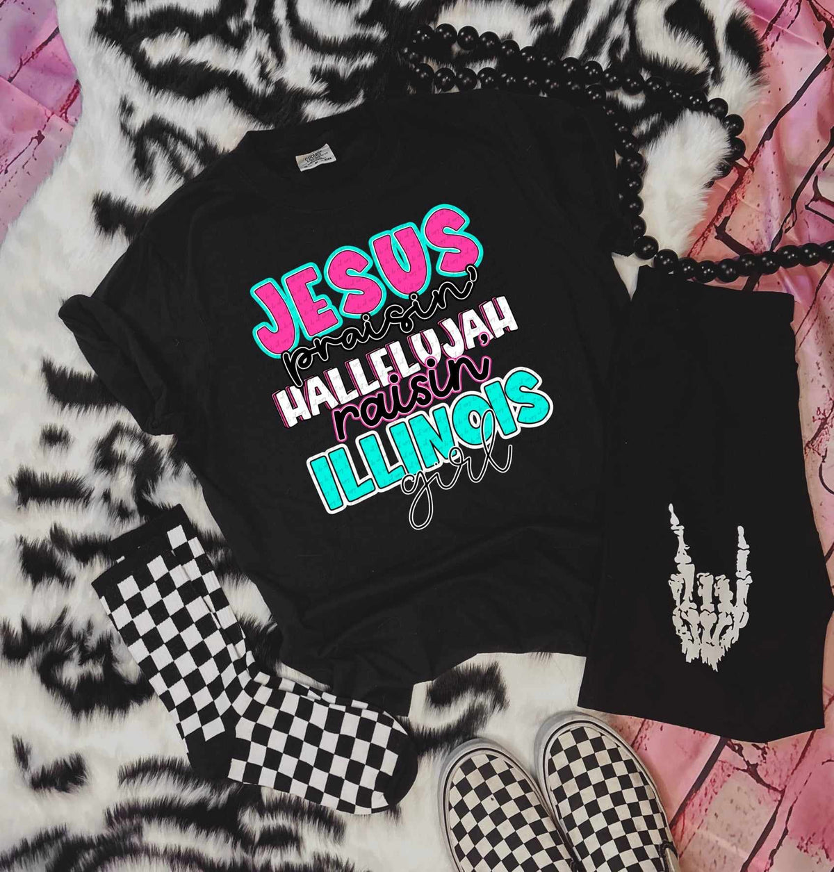 Jesus praisin hallelujah raising Illinois girl 31221 DTF transfer