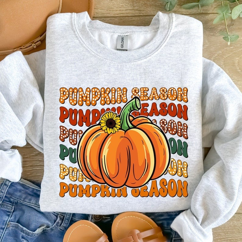 Pumpkin season stacked orange pumpkin 41892 DTF transfer