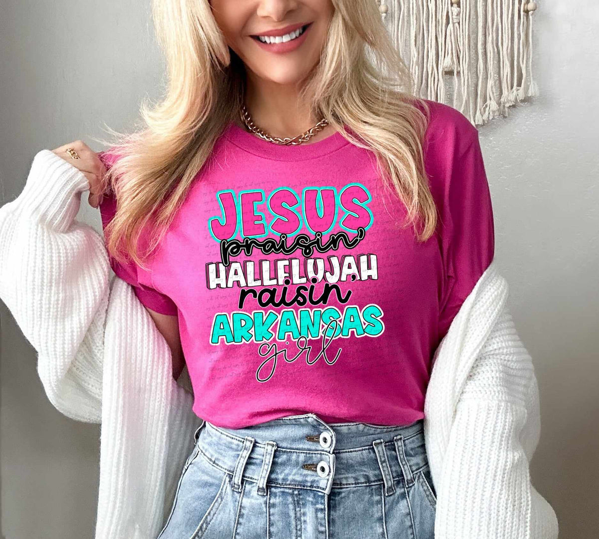 Jesus praisin hallelujah raising Arkansas girl 31215 DTF transfer