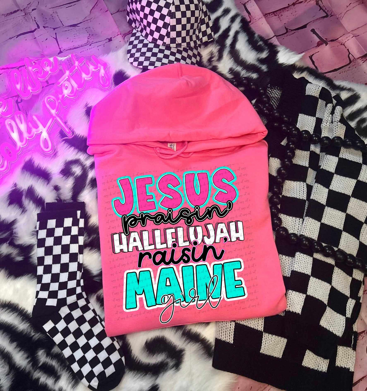 Jesus praisin hallelujah raising Maine girl 31211 DTF transfer