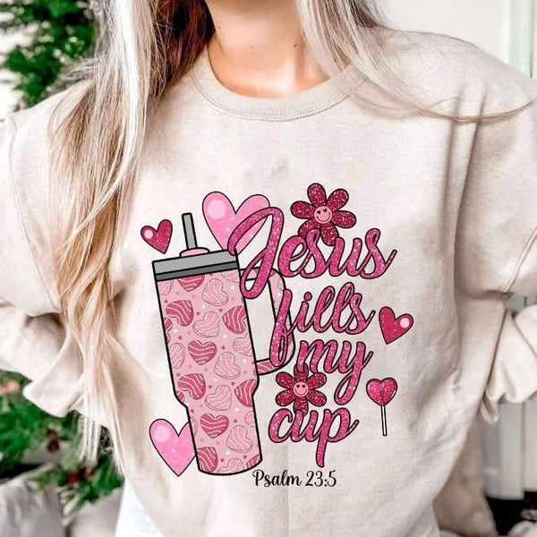 Jesus fills my cup cup with hearts 20651 DTF transfer