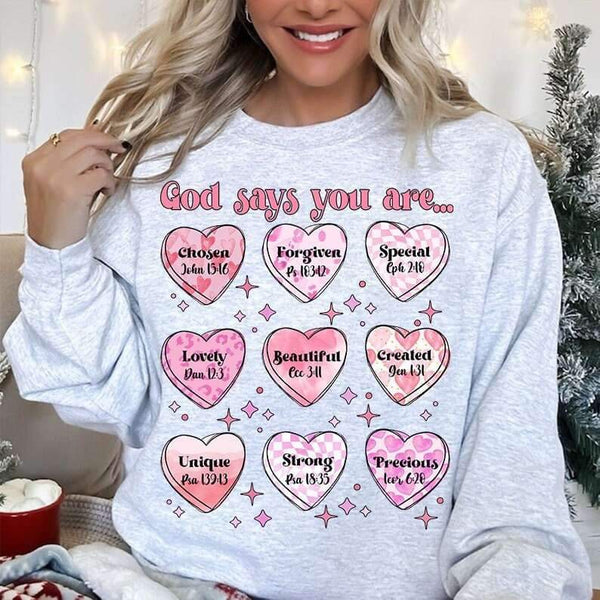 God says you are bible quote hearts 20650 DTF transfer