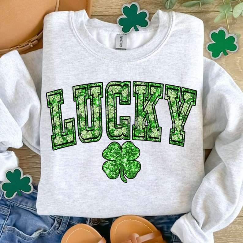 Lucky with clover sequin 20649 DTF transfer