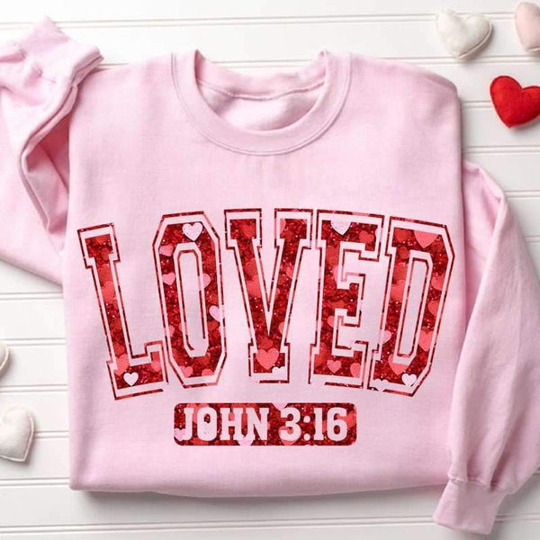 Loved john 3:16 red with hearts 20644 DTF transfer