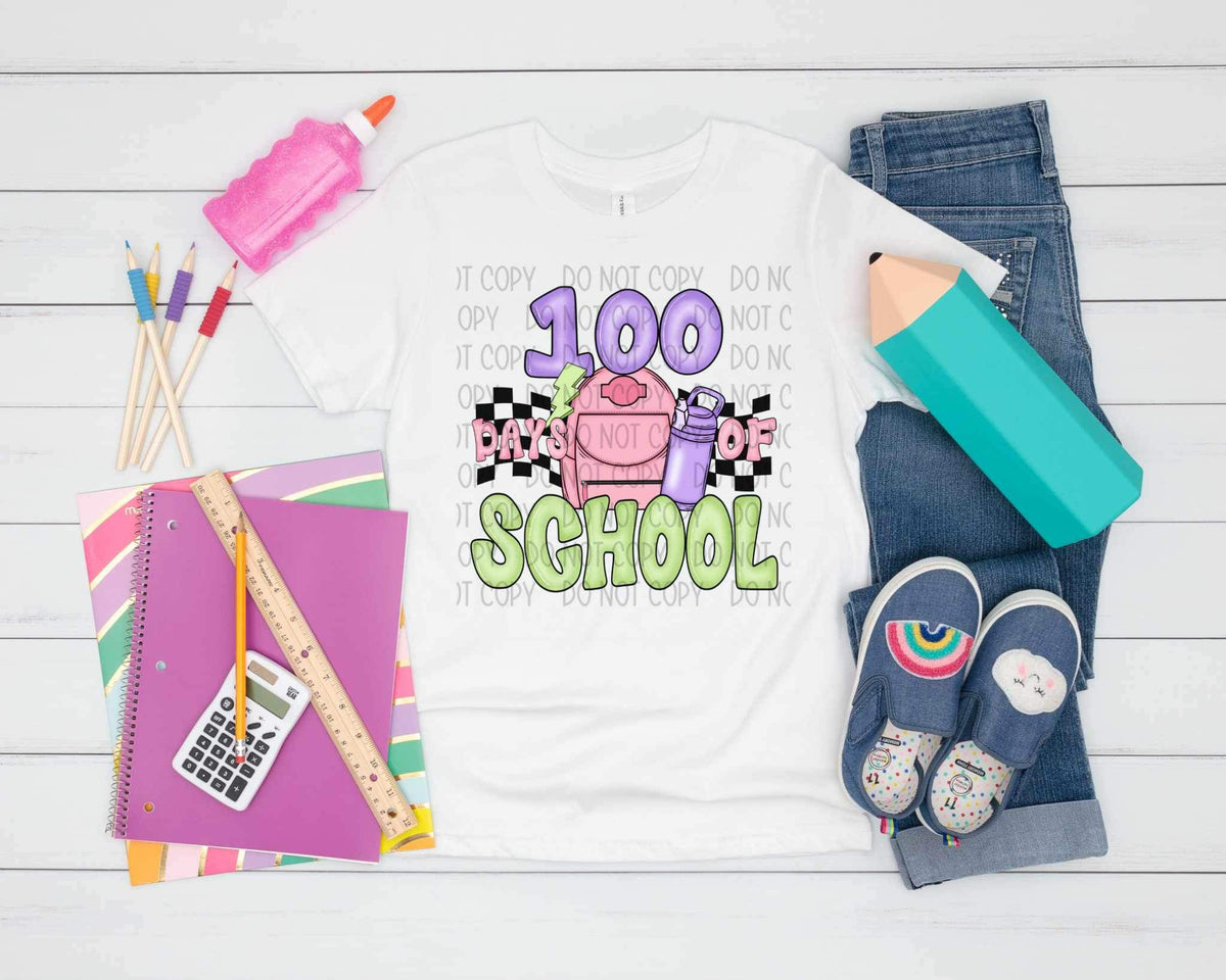 100 days of school purple and green 20765 DTF transfer