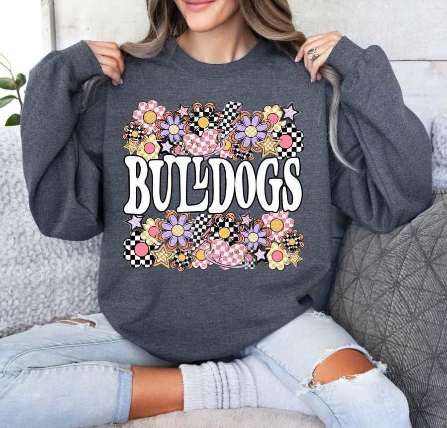 Bulldogs checkered florals (S&G) 62720 DTF transfer