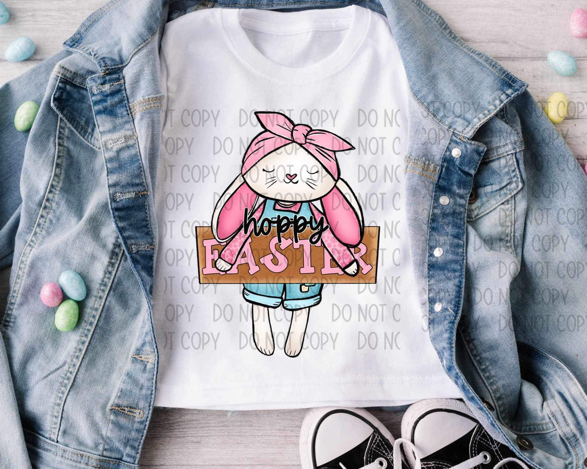 Hoppy easter (bunny with pink bow) 20753 DTF transfer