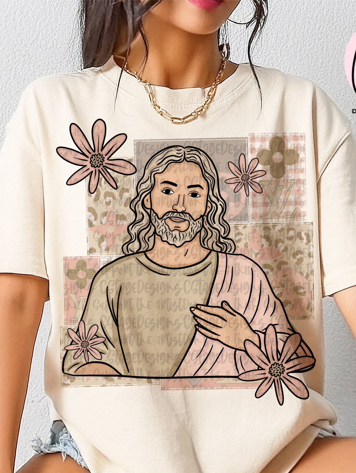 Jesus floral frame (Cstage) DTF Transfer