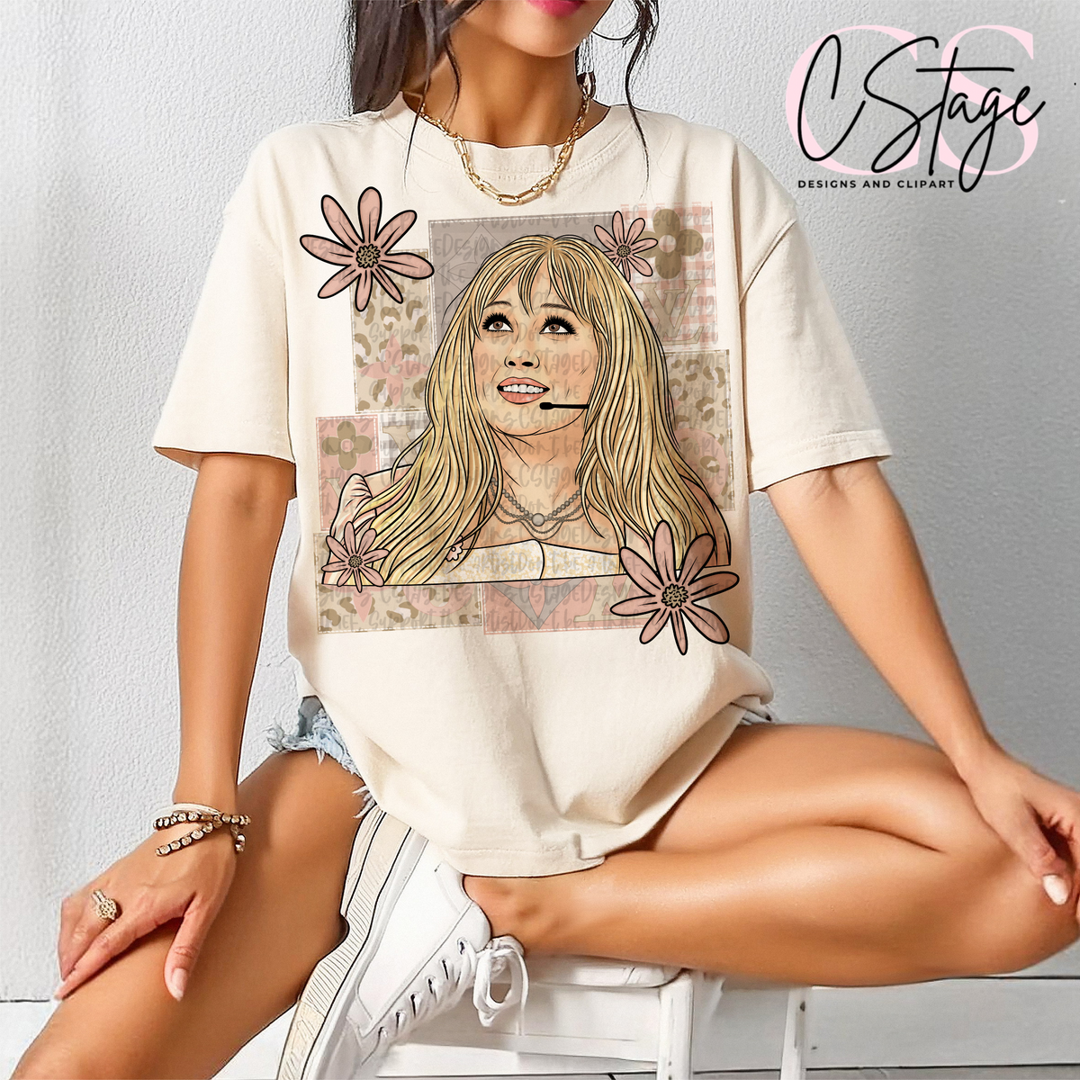 Hilary beige patterns (Cstage) DTF Transfer