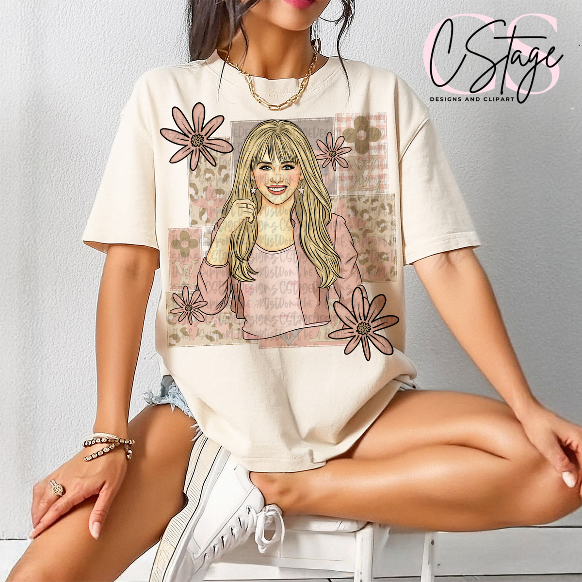 Hannah beige patterns (Cstage) DTF Transfer
