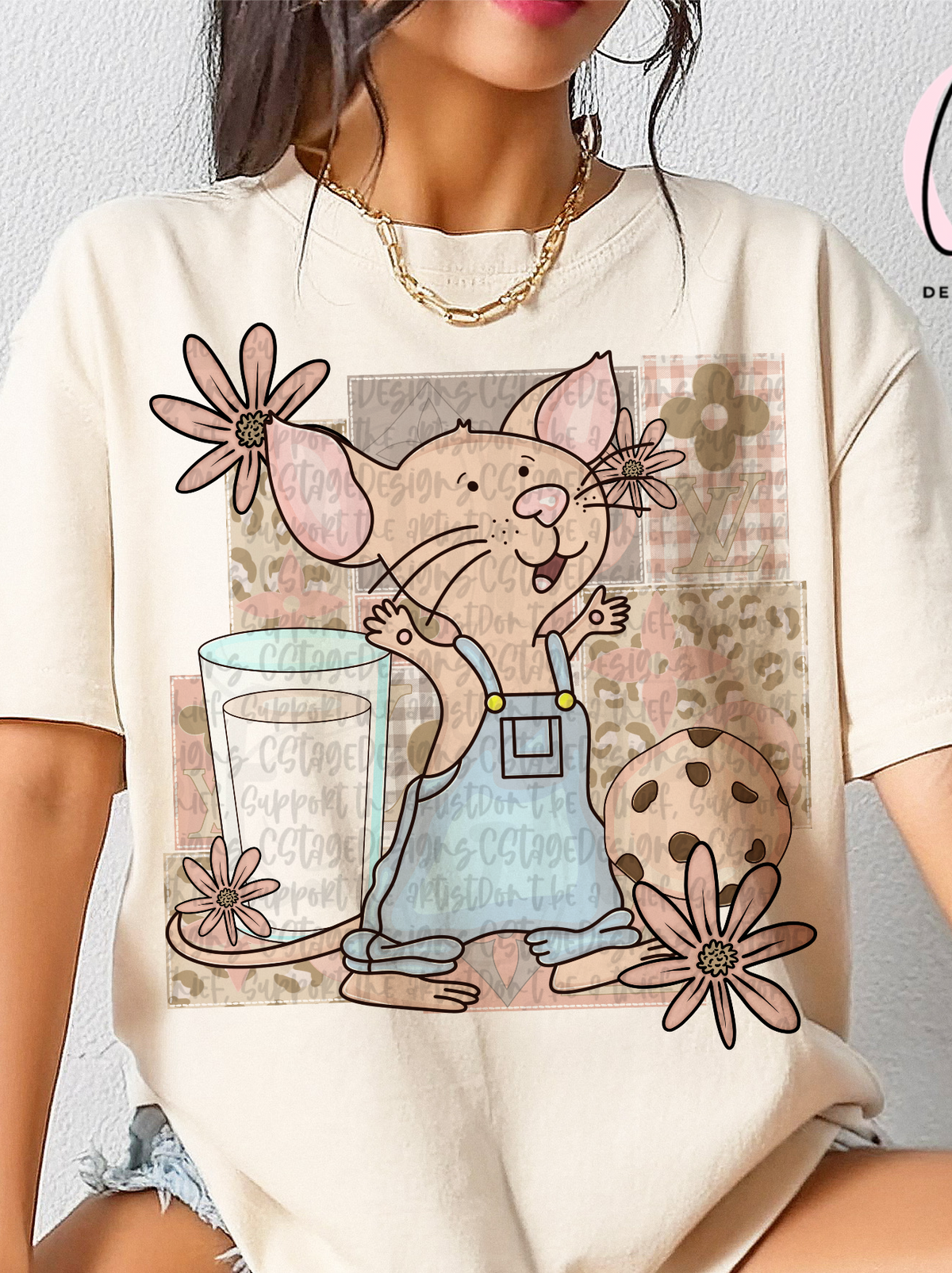 Mouse a cookie floral frame (Cstage) DTF Transfer