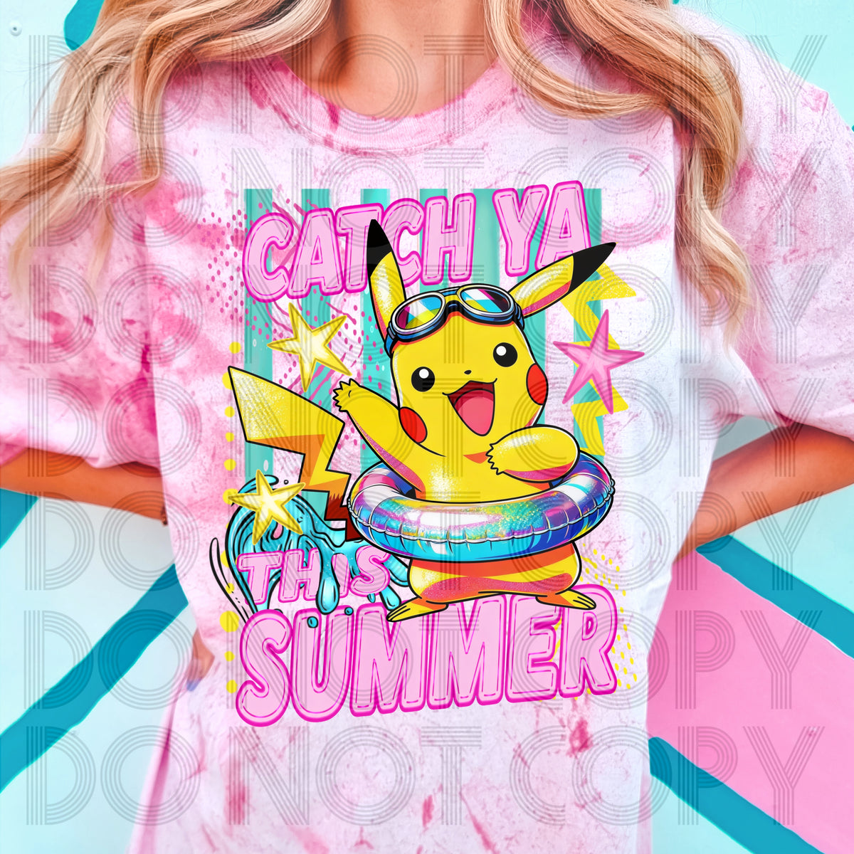 Catch ya this summer PINK words pika (Renewed) DTF transfer