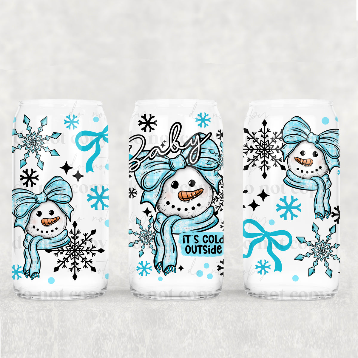 0019 baby its cold outside snowman blue scarf (CSC) UV DTF WRAP