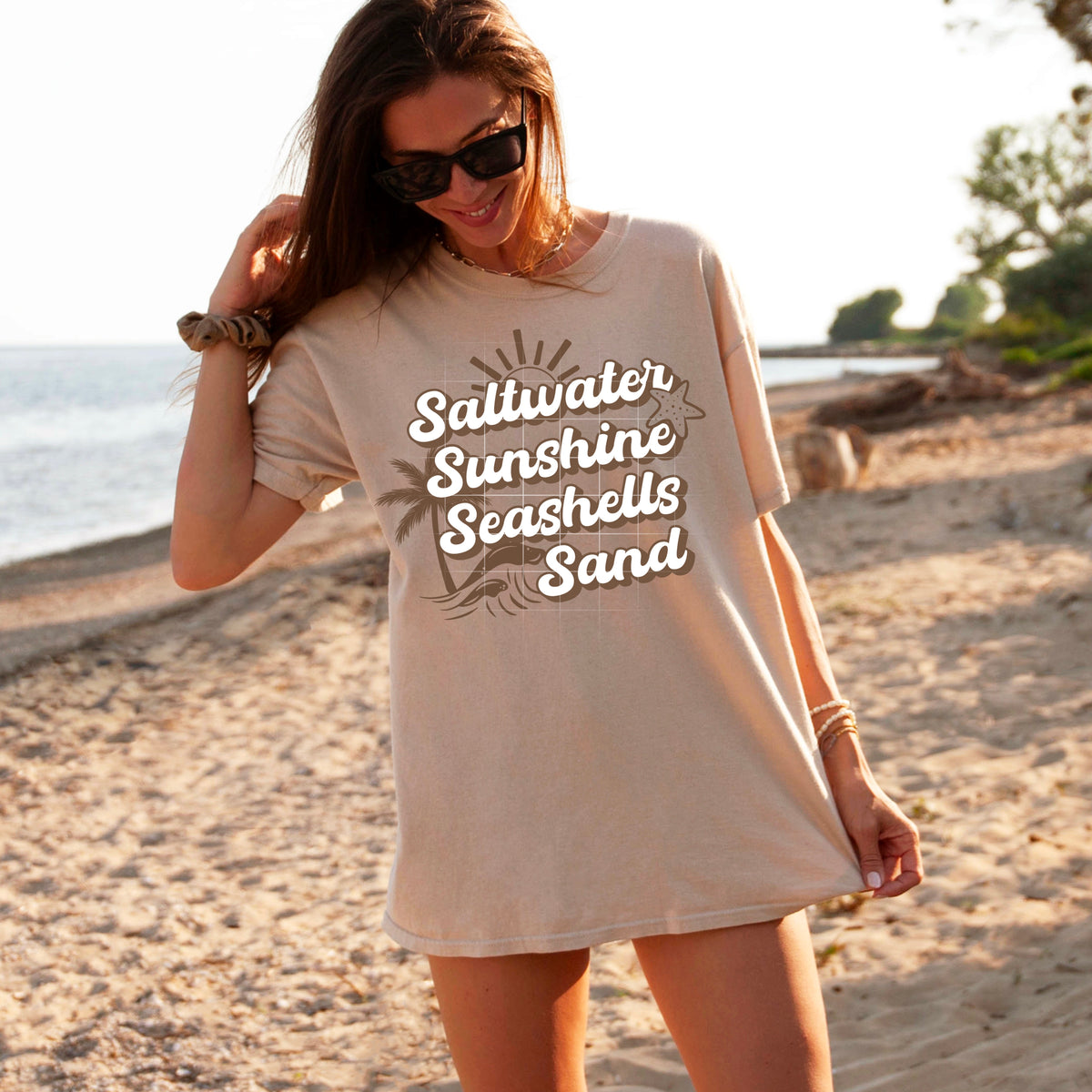 Saltwater sunshine seashells sand TAN (CSC) 102510 DTF transfer