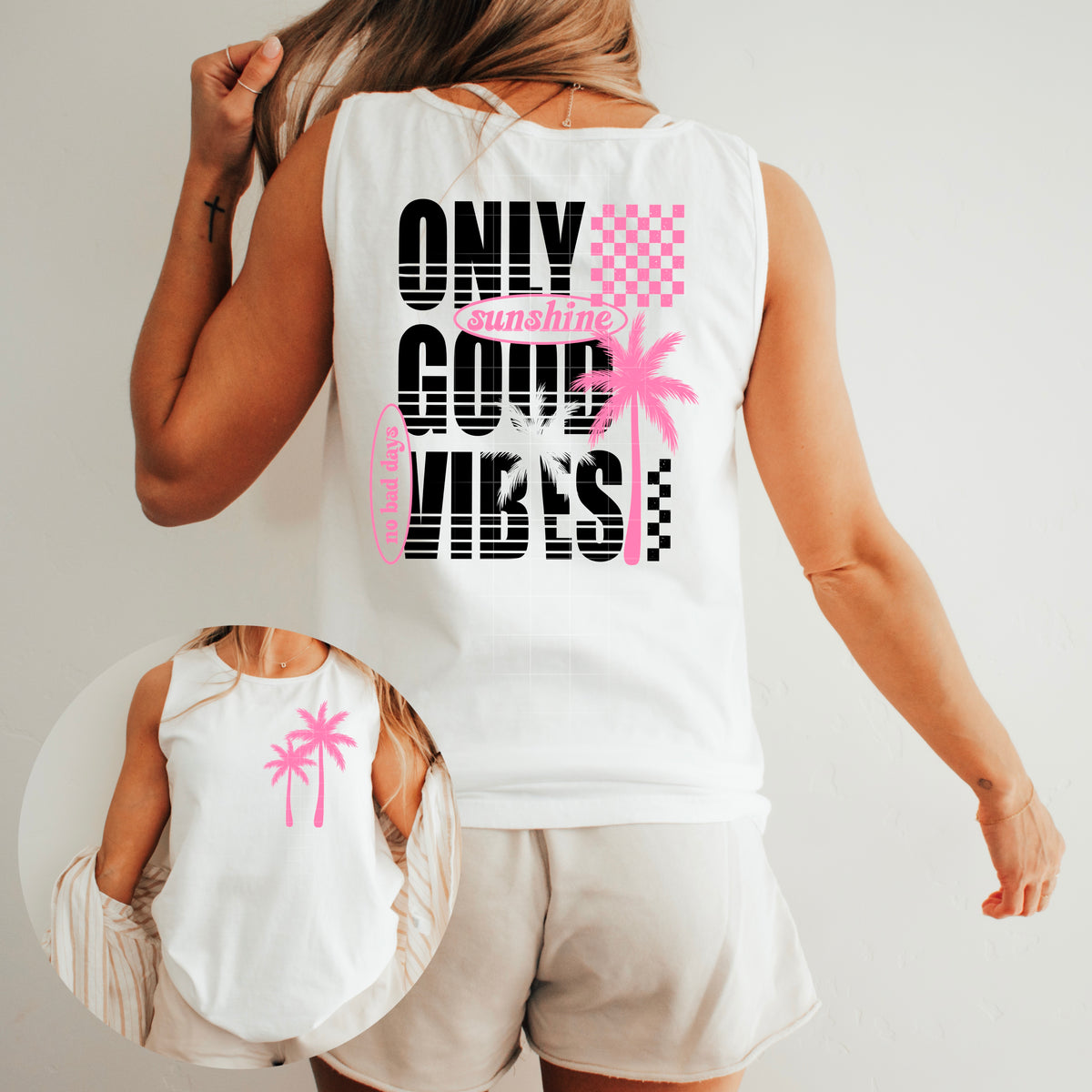 Only Good Vibes PINK (CSC) 102512 DTF transfer