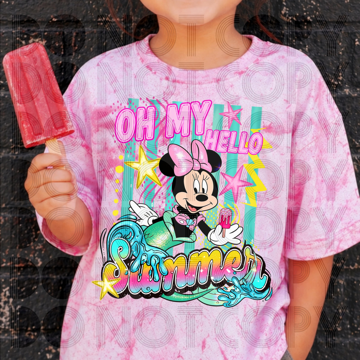 Oh my hello summer PINK words mouse (Renewed) DTF transfer