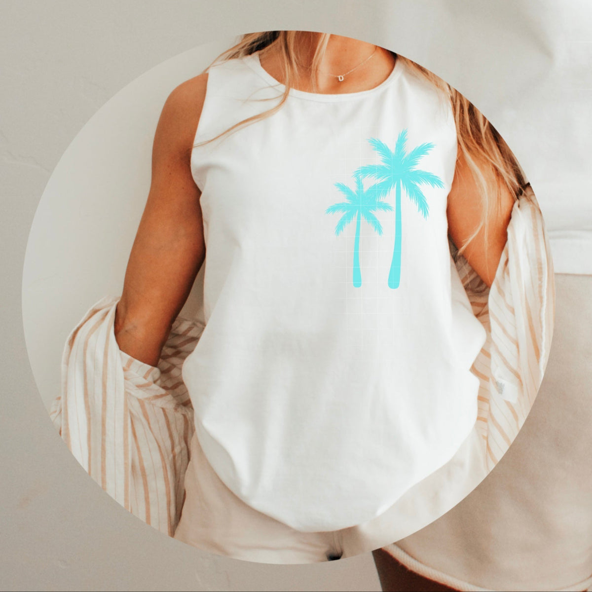 Palm Trees POCKET TEAL (CSC) 102515 DTF transfer