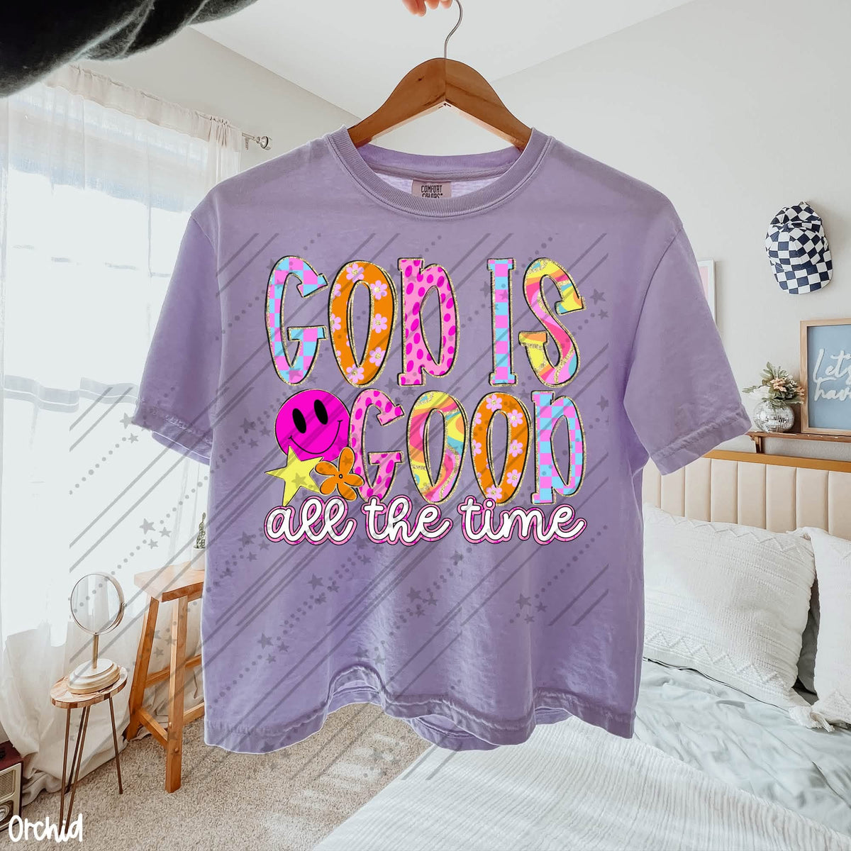 God is good all the time happy face (Carter) DTF Transfer