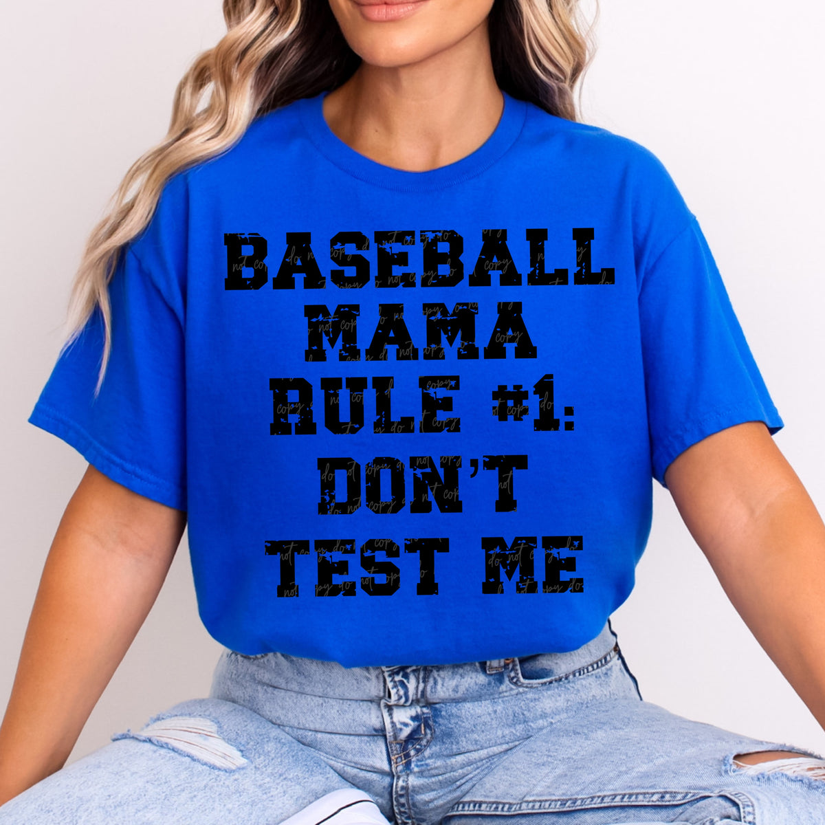 Baseball Mama Rule #1 Don't Test Me Black Grunge (VIRGO) DTF transfer