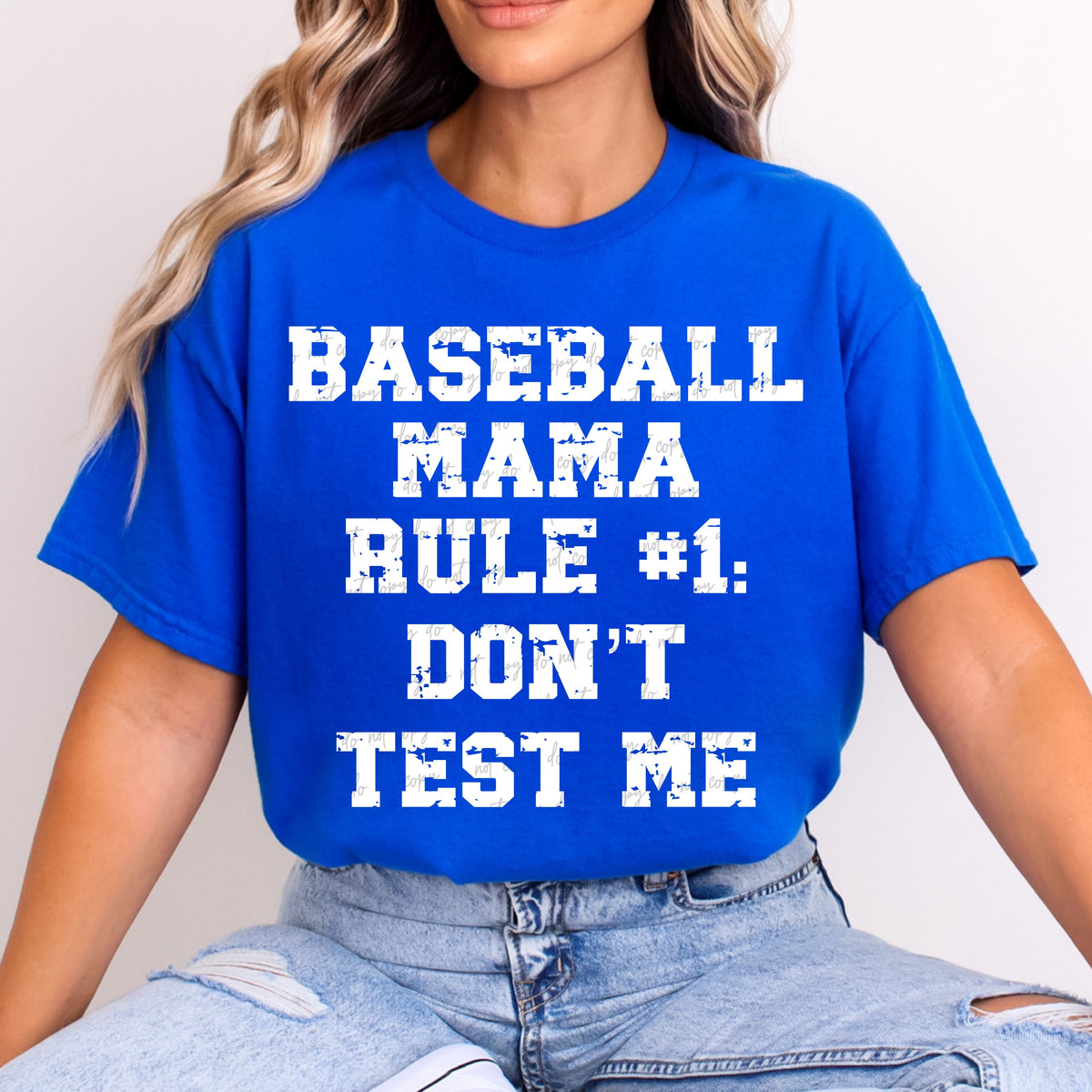 Baseball Mama Rule #1 Don't Test Me White Grunge (VIRGO) DTF transfer