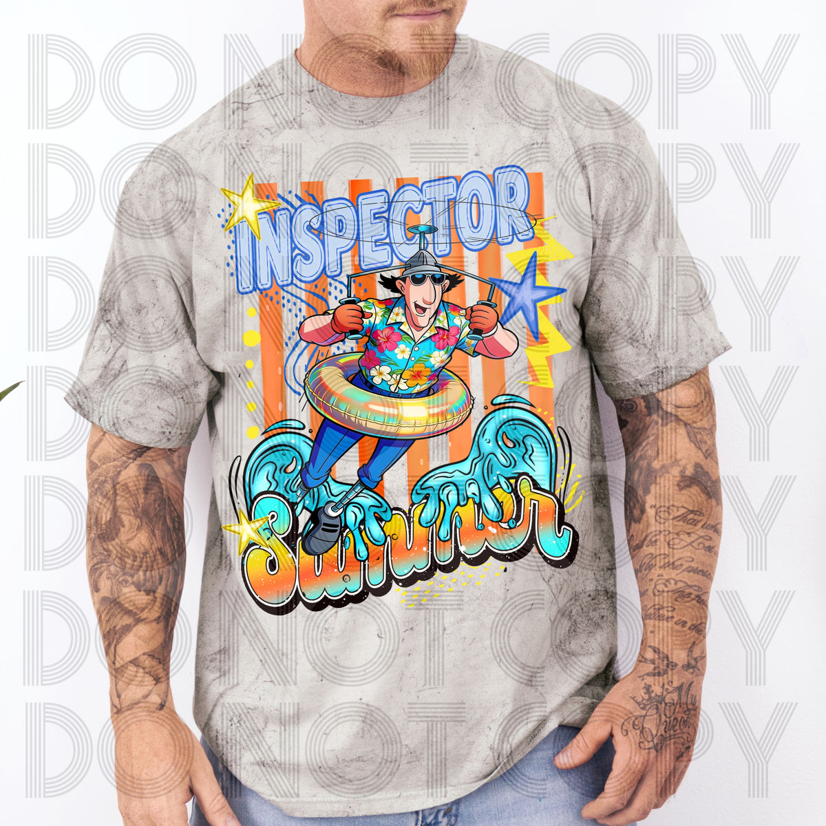 Inspector summer BLUE words (Renewed) DTF transfer