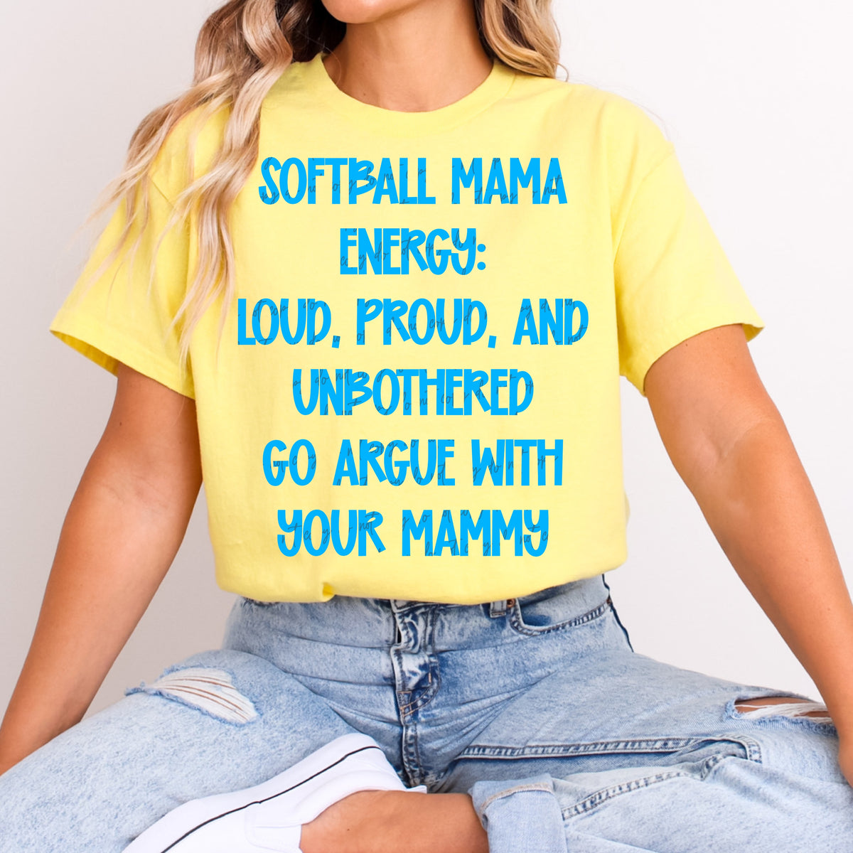 Softball Mama Energy Argue with your mammy Blue (VIRGO) DTF transfer