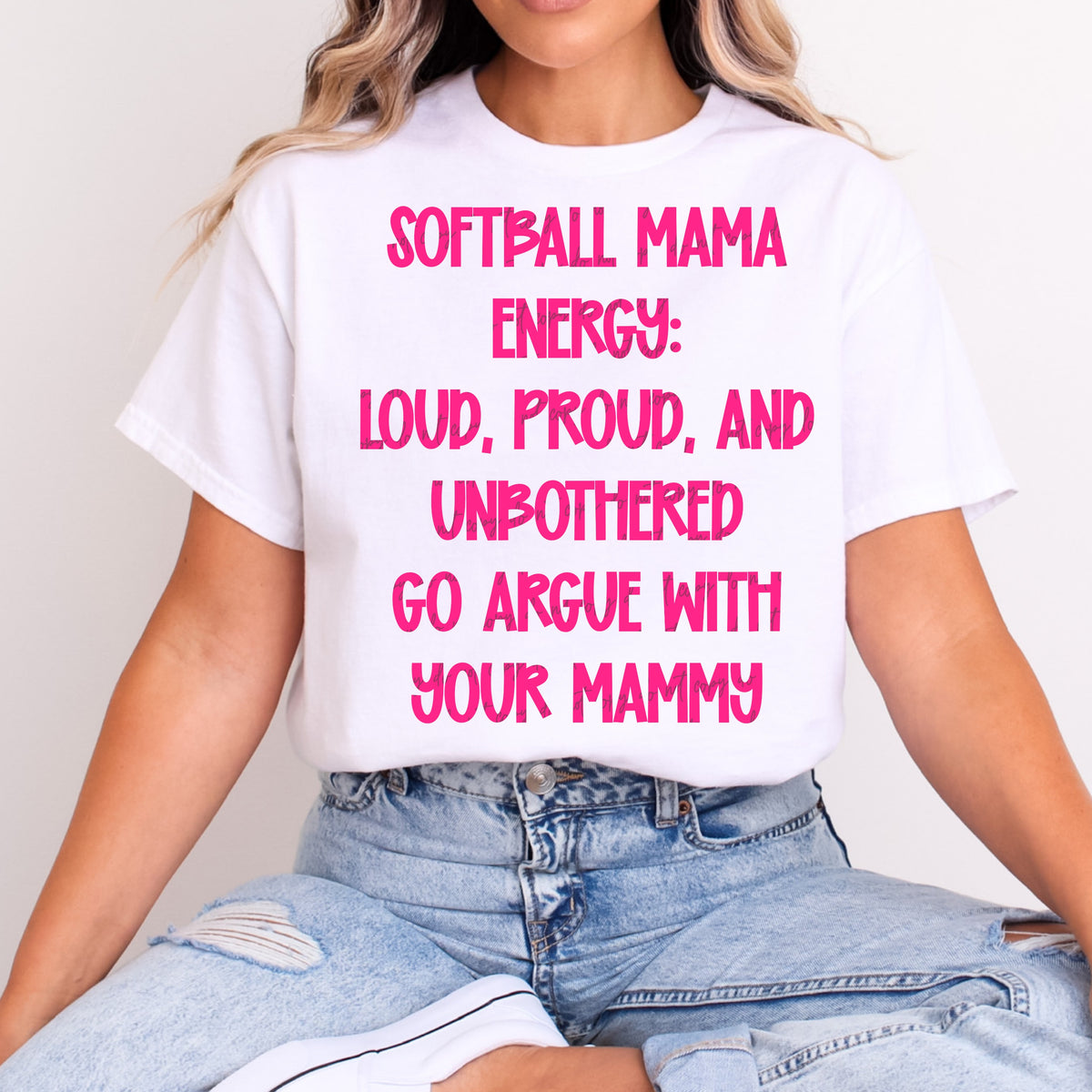 Softball Mama Energy Argue with your mammy Pink (VIRGO) DTF transfer