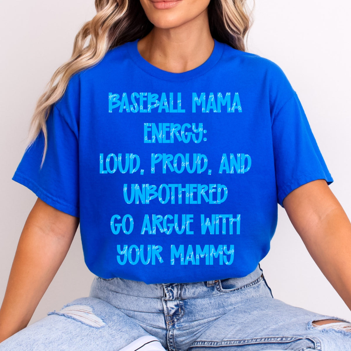 Baseball Mama Energy Argue with your mammy BLUE (VIRGO) DTF transfer