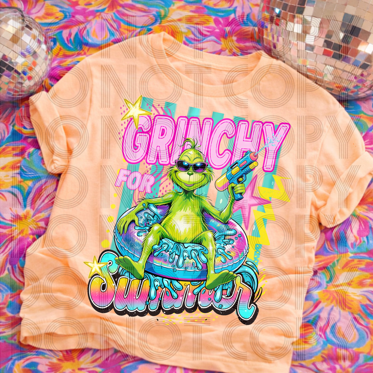 Green guy for summer PINK words (Renewed) DTF transfer