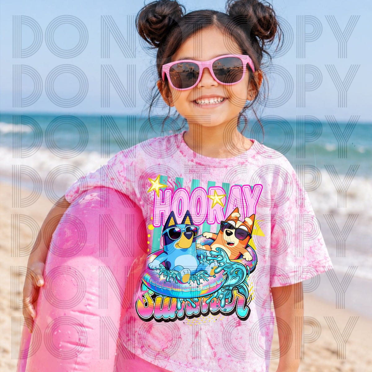 Hooray for summer PINK words dog (Renewed) DTF transfer