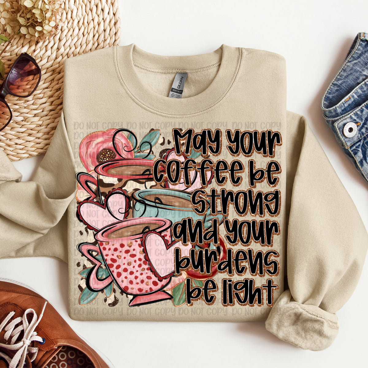 May your coffee be strong and your burdens be light (VP) DTF Transfer