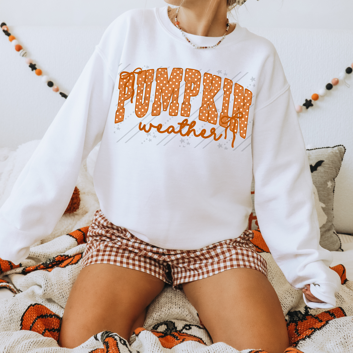 Sweater weather orange polkadots (Carter) DTF Transfer