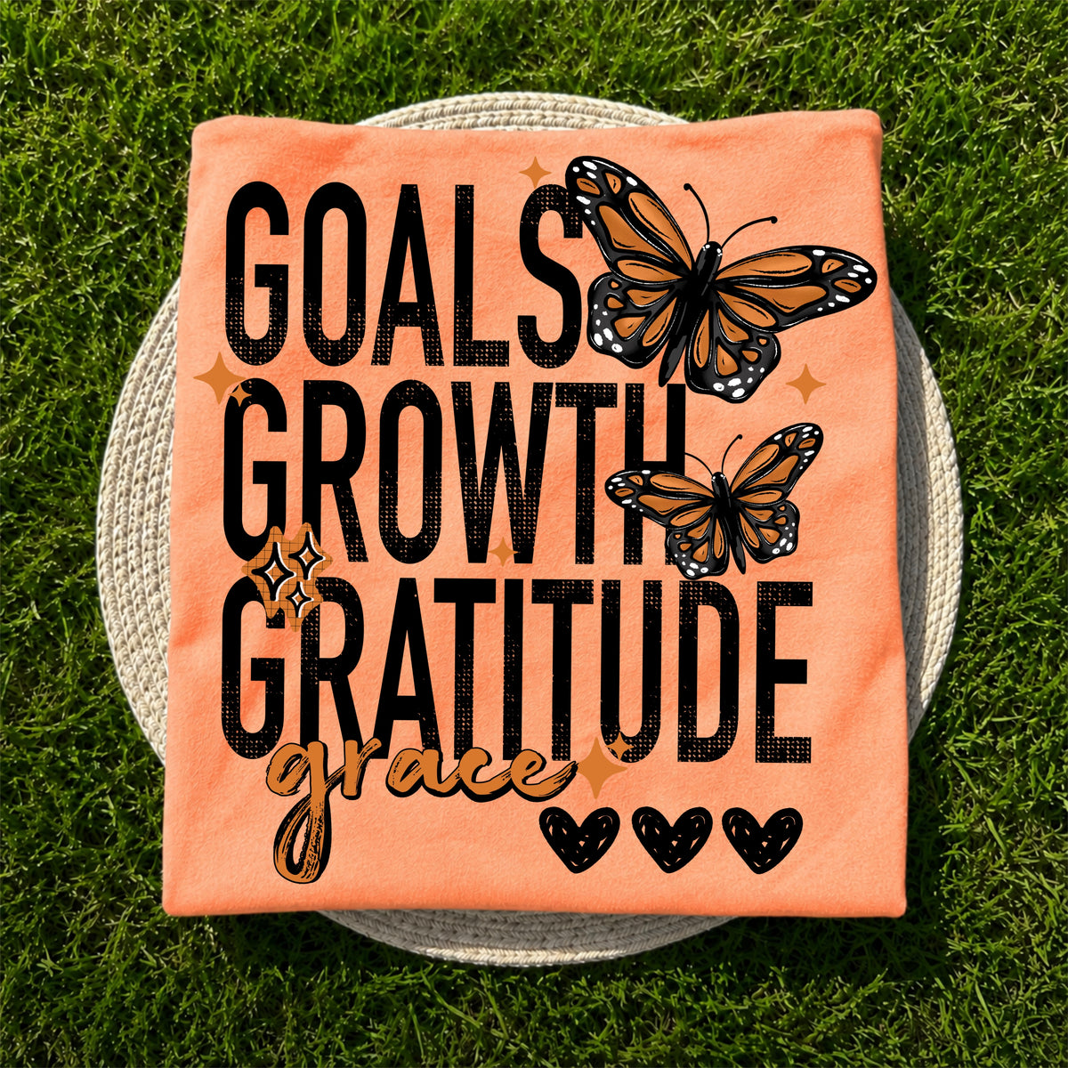Goals growth gratitude grace BLACK (CSC) DTF Transfer
