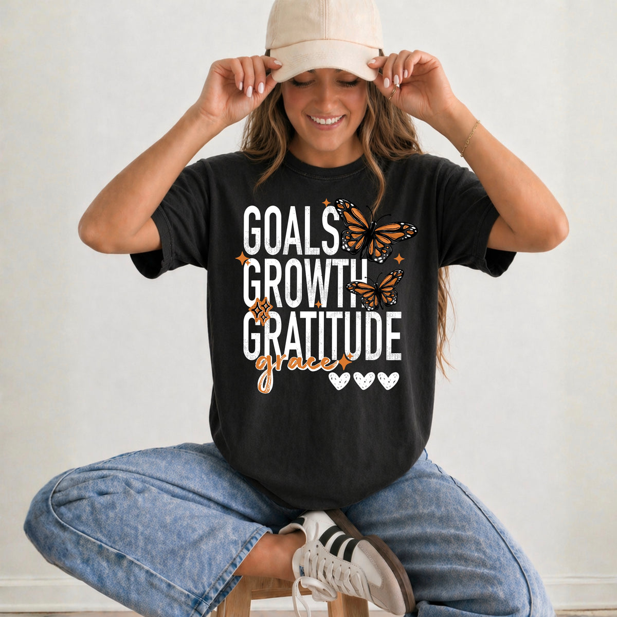 Goals growth gratitude grace WHITE (CSC) DTF Transfer