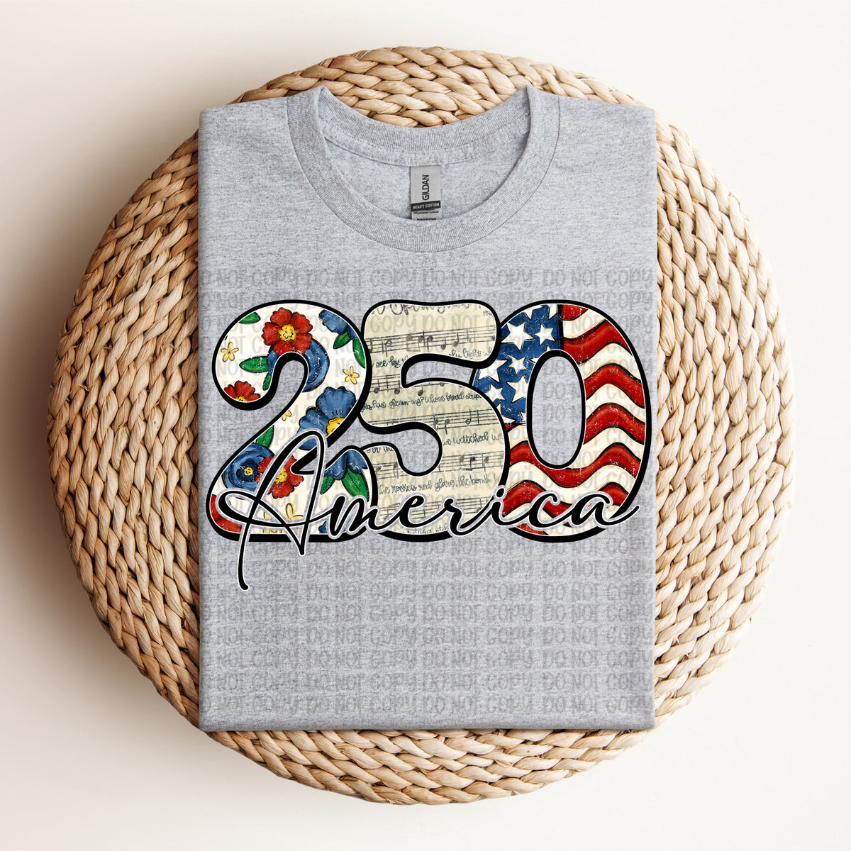 250 American (floral, music note, flag) (VP) DTF