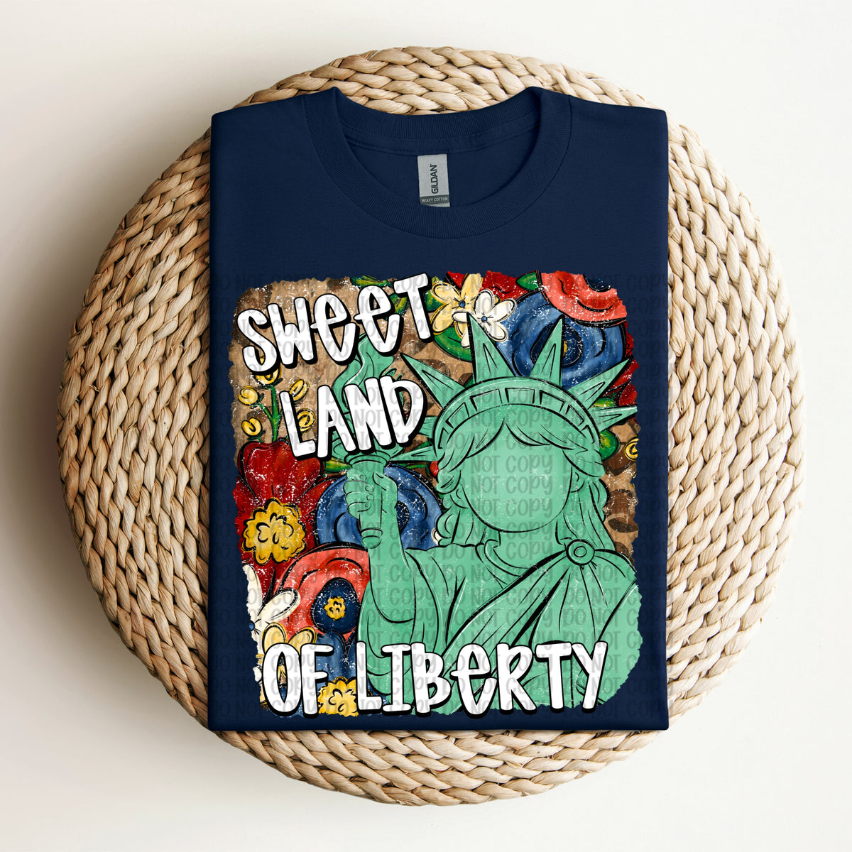 Sweet land of liberty WHITE floral background (VP) DTF