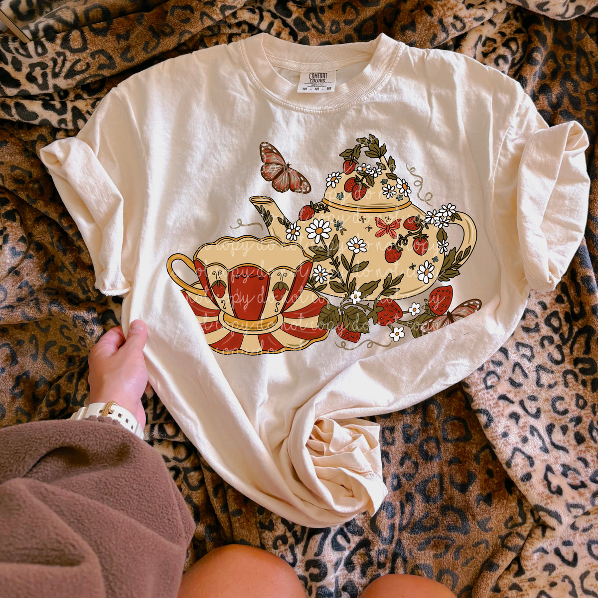 Vintage tan and strawberry China DTF Transfer