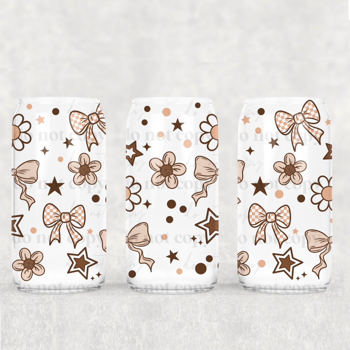 0242 beige bows and flowers (CSC) UV DTF WRAP