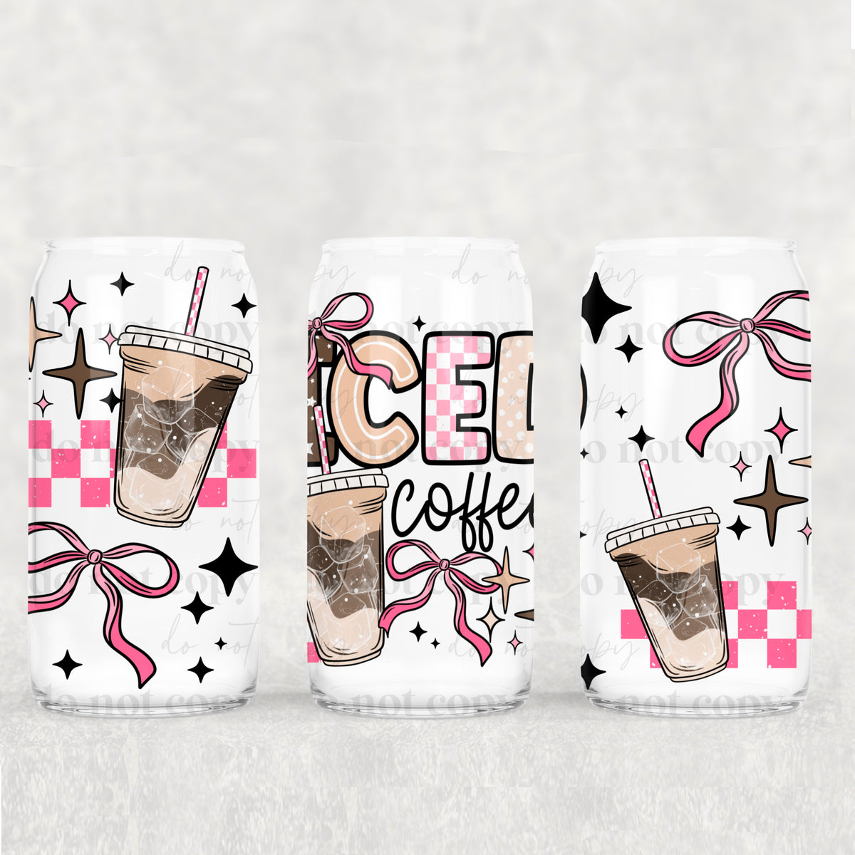 0251 iced coffee stars and bows (CSC) UV DTF WRAP