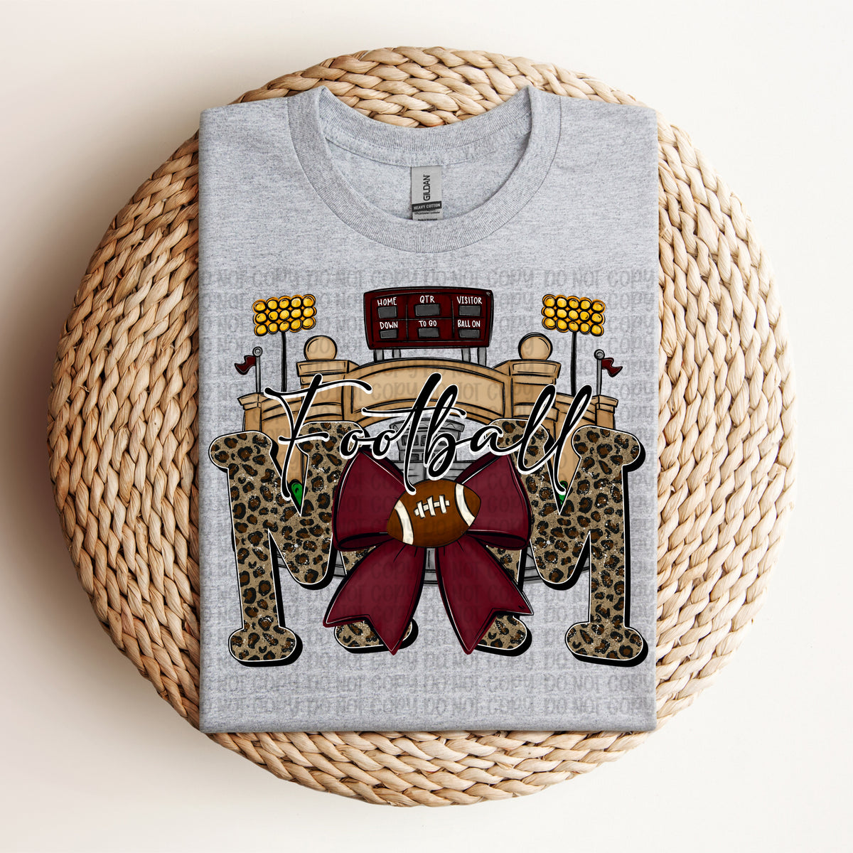 Football mom leopard and maroon (VP) DTF Transfer