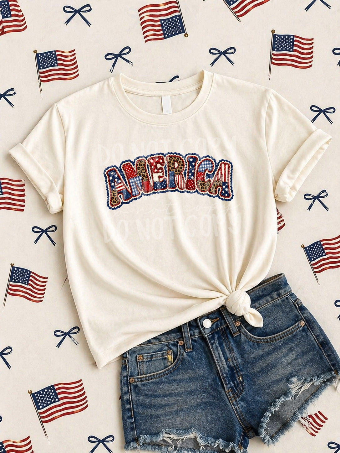 America ruffles and patchwork (PH) DTF Transfer