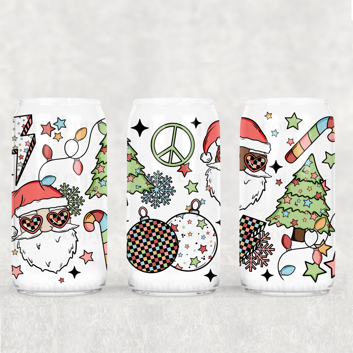 0302 christmas collage rainbow checkered (CSC) UV DTF WRAP