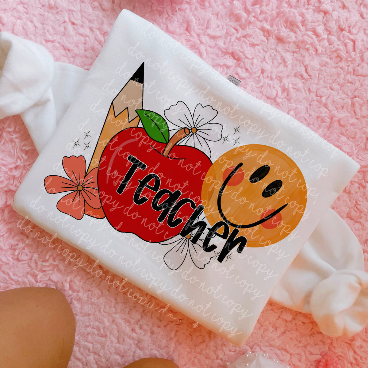 Teacher (Pencil, Apple, Smiley Face) (MMD) DTF Transfer