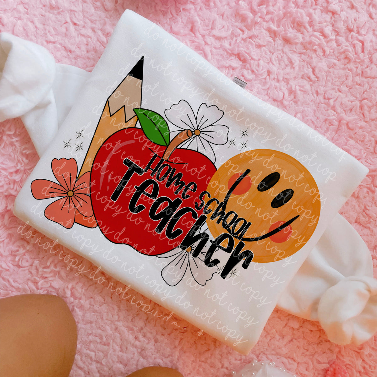Home school teacher pencil apple smiley face (MMD) DTF Transfer