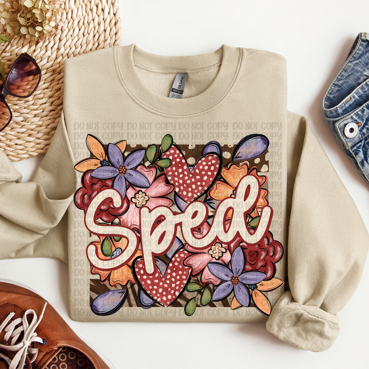 Sped floral heart frame (VP) DTF Transfer