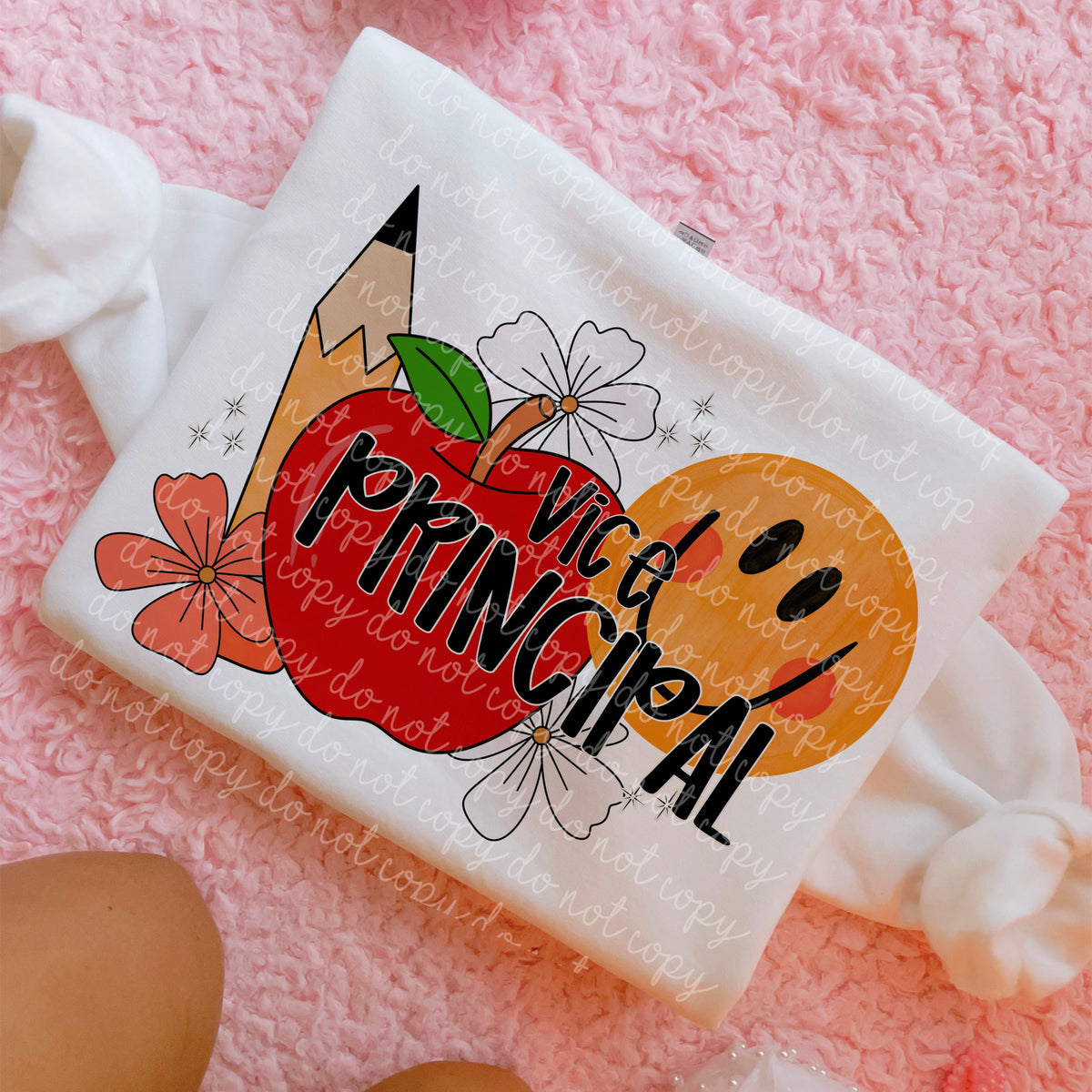 Vice principal pencil apple smiley face (MMD) DTF Transfer