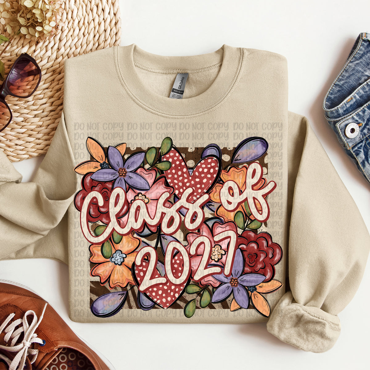 Class of 2027 floral heart frame (VP) DTF Transfer